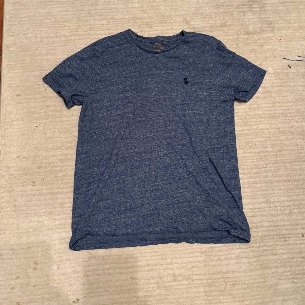 Polo Ralph Lauren Mens Blue Heathered Slub Jersey Crew Neck T-Shirt Size M